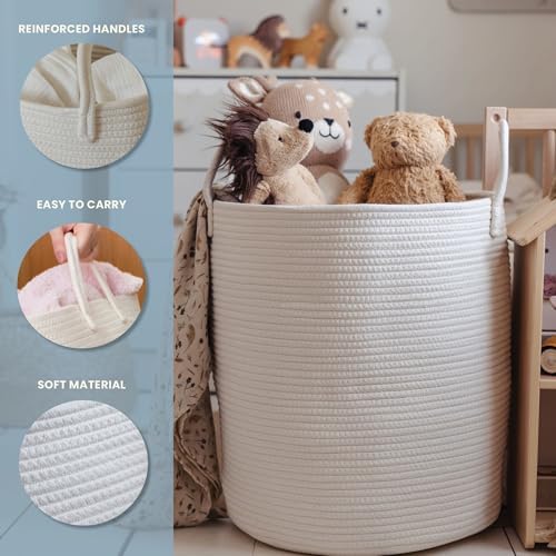 OrganiHaus Tall Cotton Rope Laundry Basket & Hamper, Blanket Storage 52L - Image 3