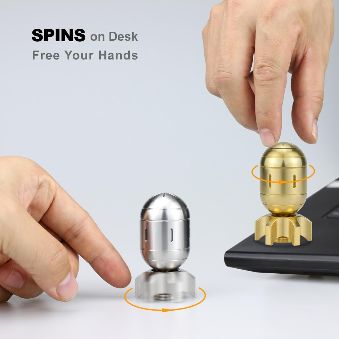 Atomic Bomb Fidget Toys, Metal Fidget Spinners, 3 in 1 Executive Desk Toy, EDC Clicker, Office Sculpture Home Decor, Stress Relief, Gifts for Teens Men Adults (Stainless Steel)