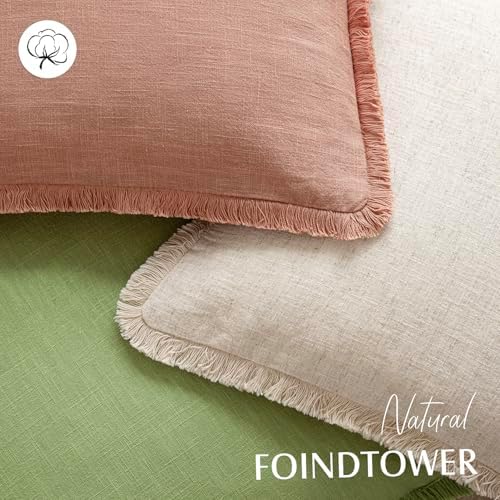 Foindtower Decorative Linen Fringe Throw Pillow Covers Cozy Boho Farmhouse - Image 4