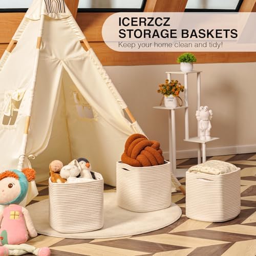 ICERZCZ 11 Inch Cube Storage Bins, Organizer Bins, Woven Cotton Rope Baskets - Image 6