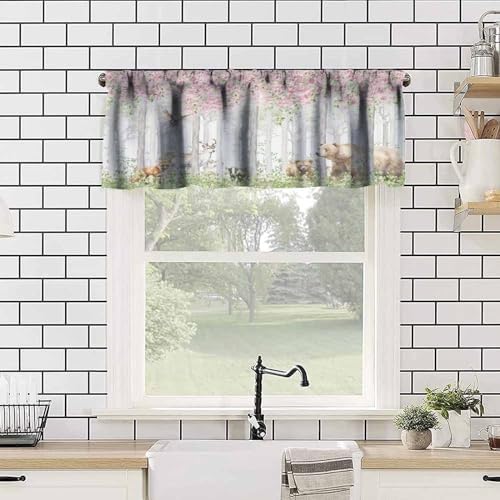Forest Valance Curtain for Kitchen, Window Treatment Cartoon Nature Forest - Image 4