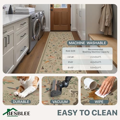 BESBLEE 2X5 Washable Kitchen Runner Rug, Animal Non Slip - Image 5