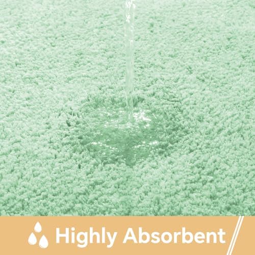 Polyester Bathroom Rug 24"x40" Light Green, Non-Slip Soft Bath Mat - Image 4