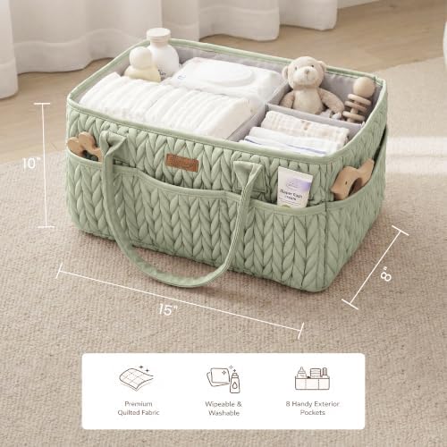 Konssy Baby Diaper Caddy Organizer, Braided Quilted Design - Image 5