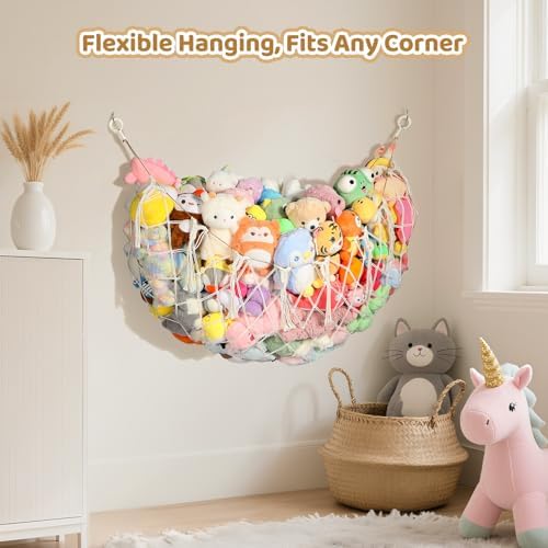 YECAYE Stuffed Animal Net, 60 Inch Plushies Storage, 1 Pack, Cream White - Image 7
