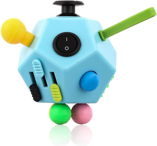 12 Sided Cube Toys,Fidget Toys Relief Stress and Anxiety Depression Anti for Kids and Adults with ADD, ADHD, OCD, Autism(Blue & Mix Colors B3)