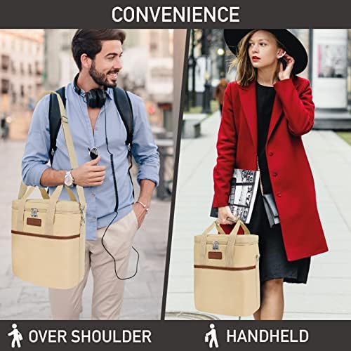 opux Insulated Wine Cooler Bag, Leakproof 6 Bottle Wine Tote Carrier - Image 6