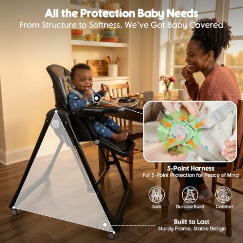 Foldable High Chairs for Babies and Toddlers Convert to Baby Rocker - Image 6