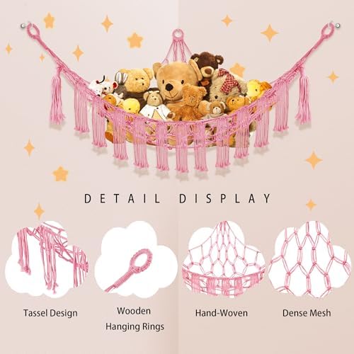 CERETIA Stuffed Animal Hammock Large Corner Plushie Net Storage - Image 6