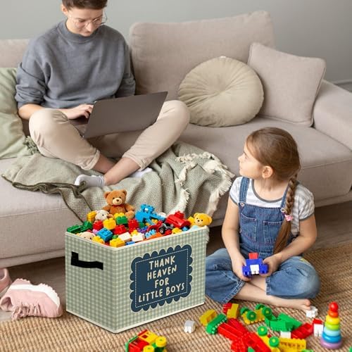 Rustic Thank Heaven for Little Boys Storage Bins Boxes - Image 4