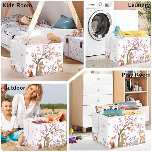 Forest Animals Laundry Hamper Woodland Tree Large Storage Basket Parents - Image 7