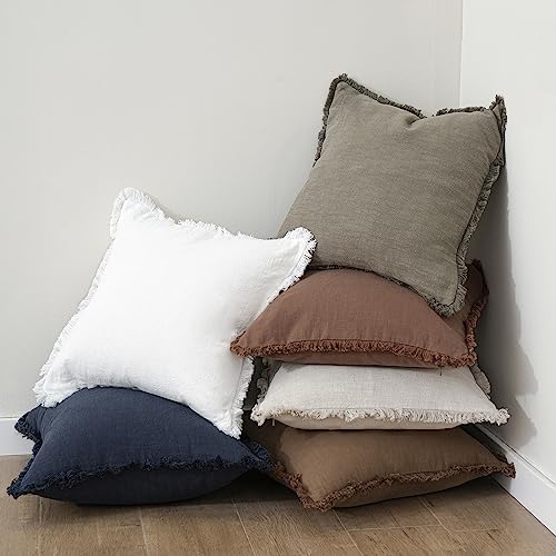 Foindtower Decorative Linen Fringe Throw Pillow Covers 18×18 Inch - Image 6