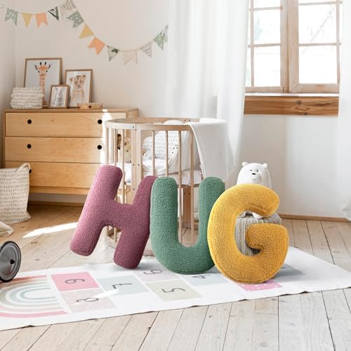 Initial Letter Pillow Soft Lambs Wool Throw Pillow Kids Room Nursey Playroom - Image 6