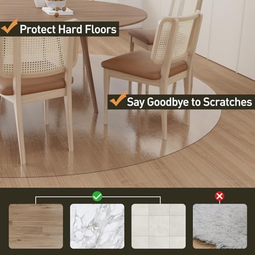 Clear Plastic Area Mat for Under Dining Table, 8ft Round No Slip Waterproof - Image 4