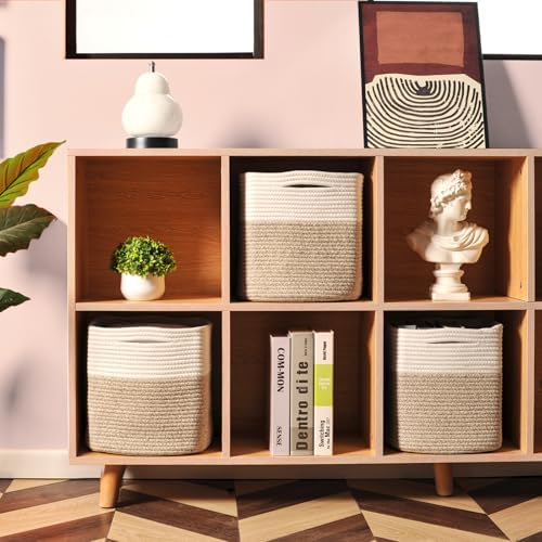 ICERZCZ 13 Inch Cube Closet Storage Bins, Woven Cotton Rope Organizer Baskets - Image 3