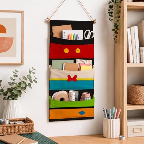 3-Pocket Hanging Wall Organizer, Colorful Block Over Door Storage Pockets - Image 6