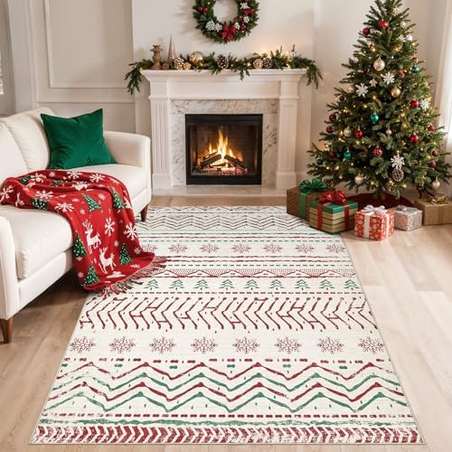 Nakagishi Christmas Rugs: 5x7 Washable Abstract Large Neutral Soft Rug Stain by NakagishiAreaRug