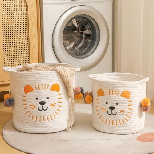Large Blanket Baskets for Living Room Decor, Toy Storage Baskets Woven Cotton - Image 4