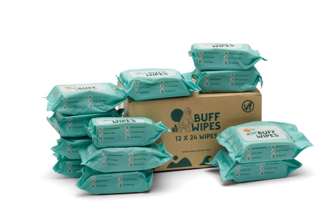 Multi-Use Wet Wipes for Babies & Adults - 99.7% Pure, Plastic-free, Biodegradable & Unscented Body Wipes - 24 Wipes Per Pack (Total 288 Wipes)