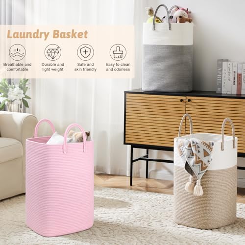 Artfeel Laundry Basket, Woven Cotton Rope Laundry Hamper, 60L Versatile Storage - Image 4