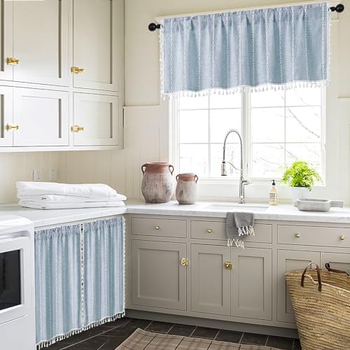 MitoVilla 2 Panels Boho Kitchen Short Curtains, Modern Farmhouse Cafe Curtains - Image 4