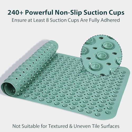Large Shower Mat Bathtub Bath Mat Non Slip Mars Green 21.5"x33.5" - Image 4