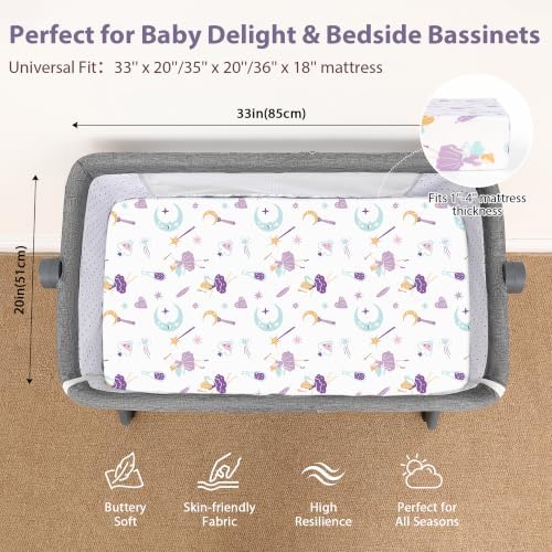 Baby Bedside Bassinet Sheets Fitted, 33”x20” Compatible - Image 2