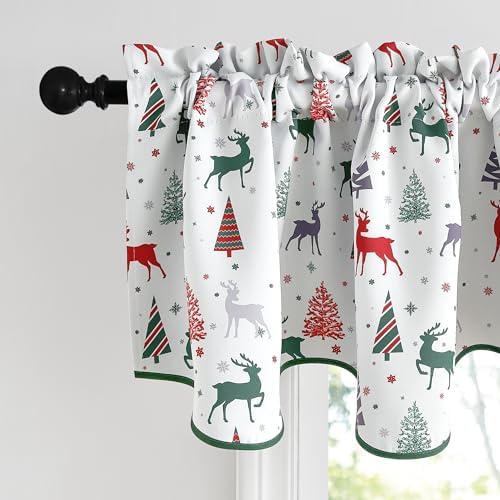 NICETOWN Christmas BLK Valances Windows Curtain Xmas Kitchen Valances Grommet by NICETOWN