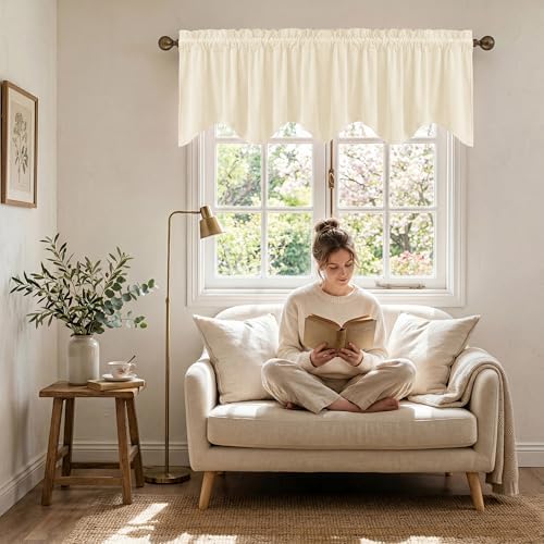 StangH Ivory White Valance for Windows 52x18 Inch, 1 Panel - Image 3