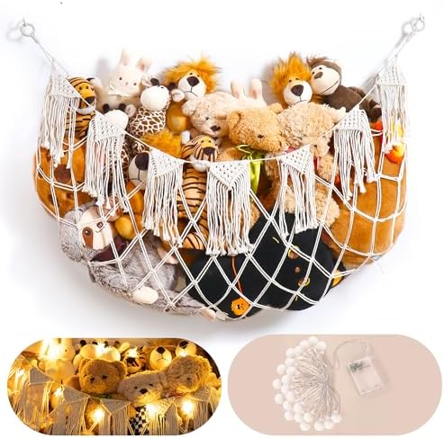 Boho Stuffed Animal Hammock, Falt Wall or Corner Hanging by MORCCO