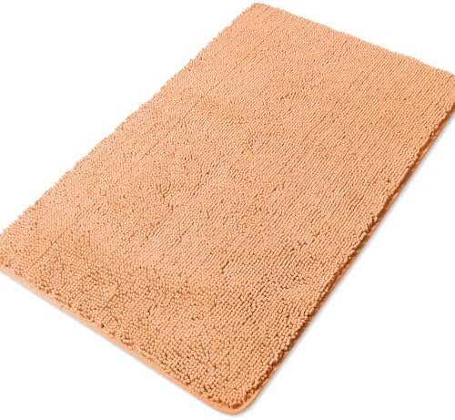 Yeaban Chenille Peach Bathroom Rug 30"x50", Non-Slip Rubber Backing by Yeaban