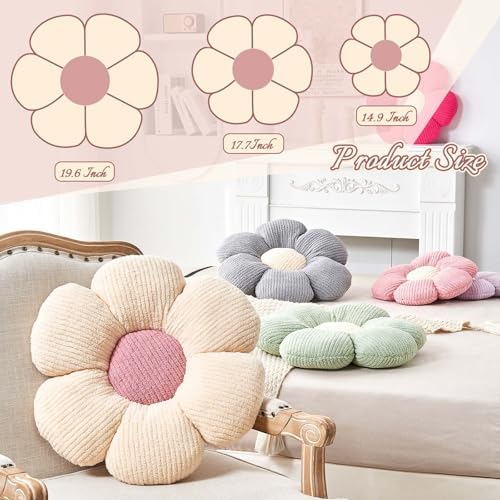 Kcvvcr Flower Throw Pillow, Soft Blue 17.7" Shaped Floor Pillow - Image 2