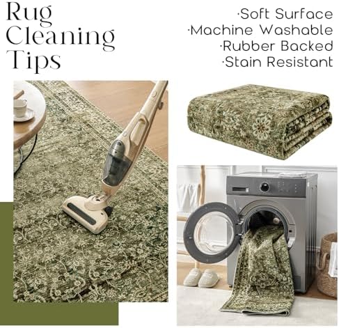 BILEEHOME Vintage Olive Green 6x9 Area Rugs - Image 4