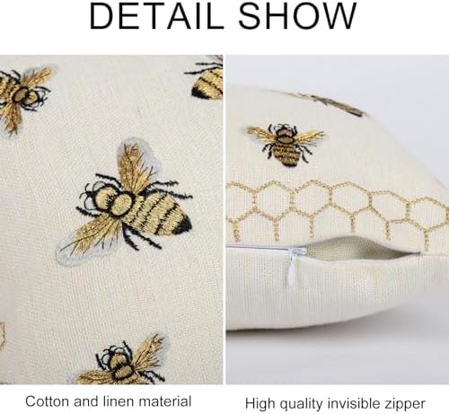 Honeycomb Throw Pillow Cover 12x 20, Bee Farmhouse Home Decor - Image 3