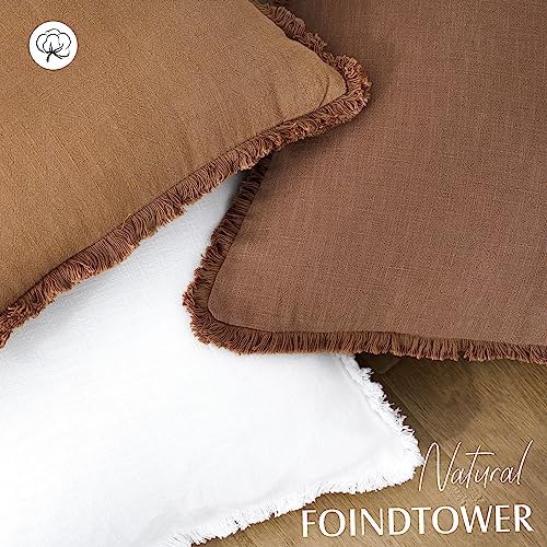 Foindtower Decorative Linen Fringe Throw Pillow Covers Cozy Boho Farmhouse - Image 4