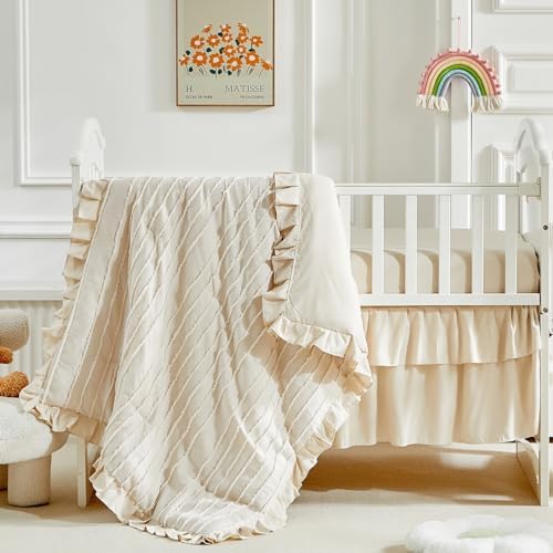 3 Pieces Tufted Stripes Crib Bedding Set by Flysheep