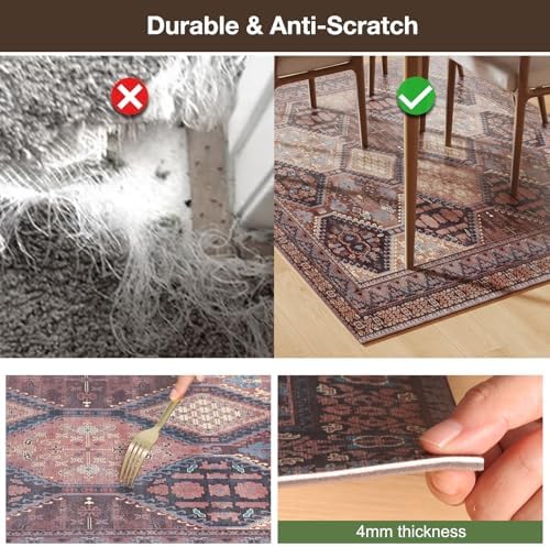 Floor Mat for Home 4×6ft, Easy Clean Plastic Rug-Like Pattern Area Mat for - Image 3