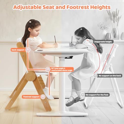 Ezebaby Foldable Wooden High Chair, No-Tools Adjustable Baby High Chair - Image 3