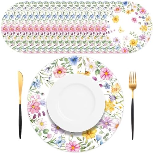 Watercolor Wildflower Wreath Paper Placemats by Unknown