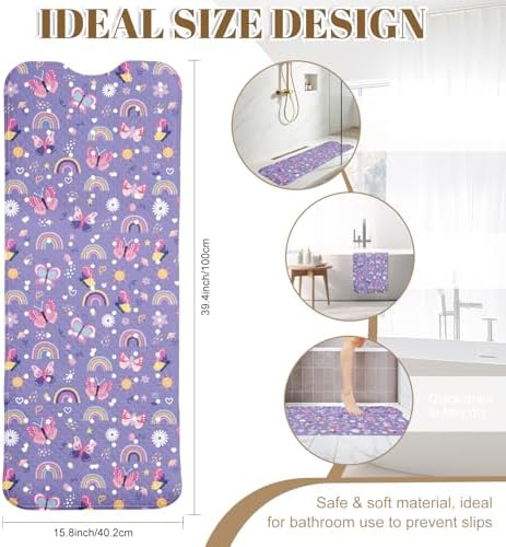 Rainbow Butterfly Bathtub Mat Non Slip - Image 2
