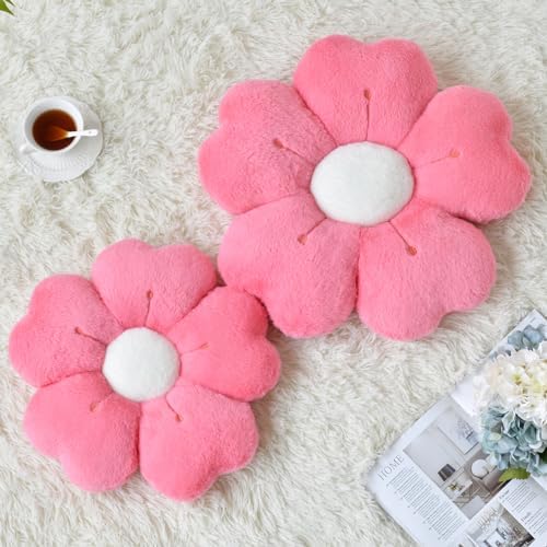 Flower Pillow, Cute Daisy Decorative Throw Pillows, Hot Pink, 19.6 Inches - Image 2