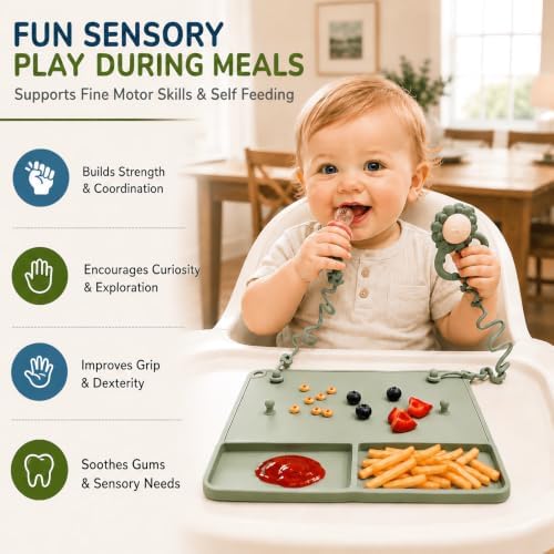 2 Pack Baby Silicone Mat with Suction Base & 8 Stretchable Straps, Lovbaby Baby - Image 4