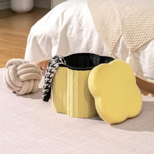 B FSOBEIIALEO Storage Ottoman Cube, Flowers Shaped Ottomans - Image 2