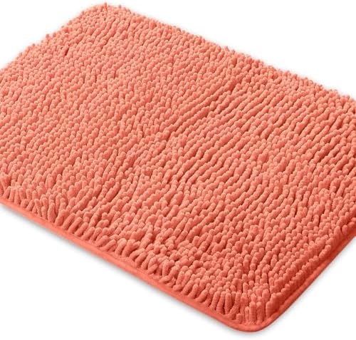 Yeaban Chenille Coral Bathroom Rug 17"x24", Non-Slip Rubber Backing by Yeaban