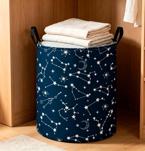 CLOCOR Large Blue Round Laundry Hamper, Waterproof Storage Basket, Gift Basket - Image 2