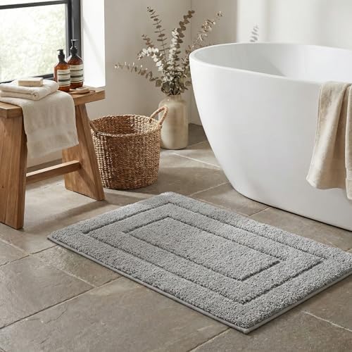 GRANNY SAYS Gray Bathroom Rug 20" x 30", Non-Slip Microfiber Bath Mat by GRANNYSAYS