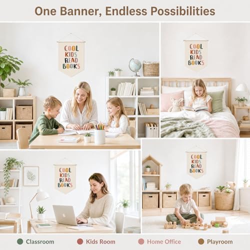 Reading Banner for Classroom Wall Decor, Cool Kids Read Books Sign, Book Nook - Image 4