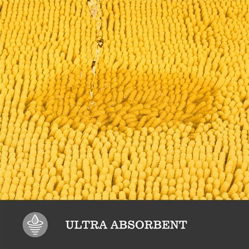 Yeaban Chenille Yellow Bathroom Rug 24"x36", Non-Slip Rubber Backing - Image 5