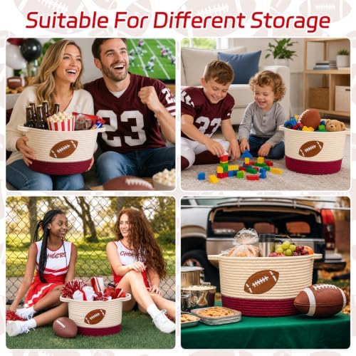 Football Woven Basket- Cute Cotton Rope Basket - Image 6