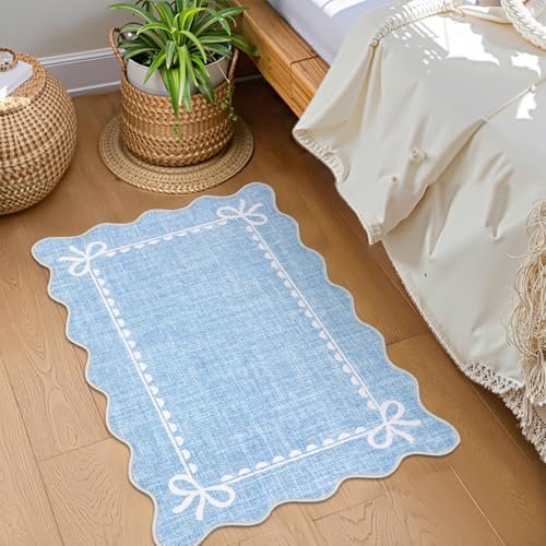 GarveeHome Scalloped Entryway Rug 2x3 Washable Front Door Bow Rug - Image 3